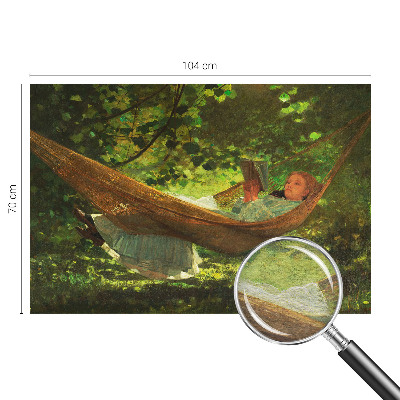 Nowoczesna fototapeta do salonu z motywem relaksu w hamaku