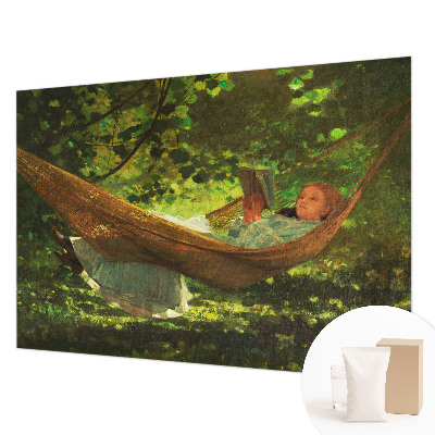 Nowoczesna fototapeta do salonu z motywem relaksu w hamaku