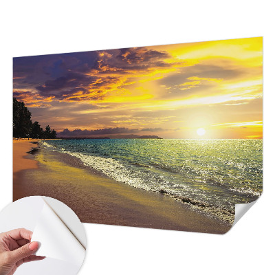 Tapeta fotograficzna samoprzylepna z motywem plaży o zachodzie słońca