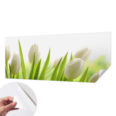Fototapeta samoprzylepna z nadrukiem z białymi tulipanami