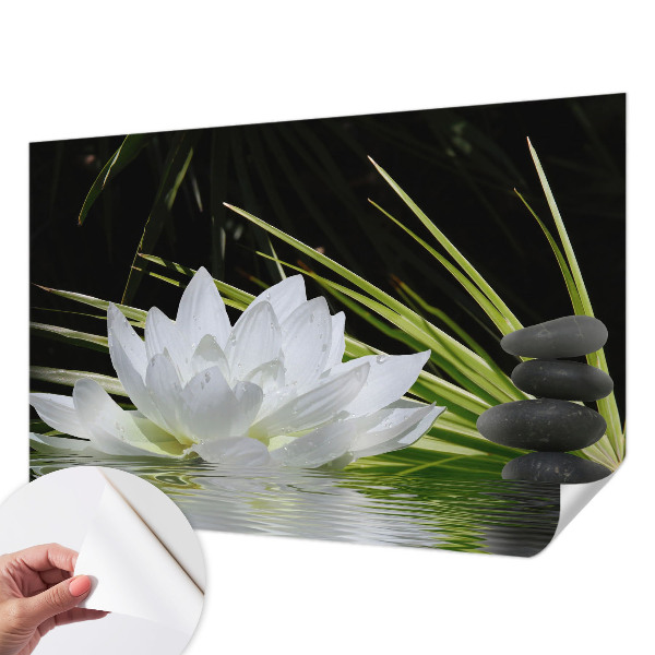 Fototapeta samoprzylepna do sypialni z motywem lilii w kompozycji nawiązującej do medytacji