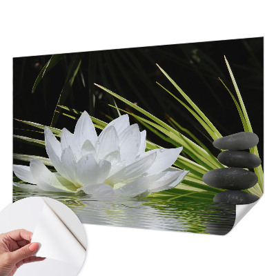 Fototapeta samoprzylepna do sypialni z motywem lilii w kompozycji nawiązującej do medytacji