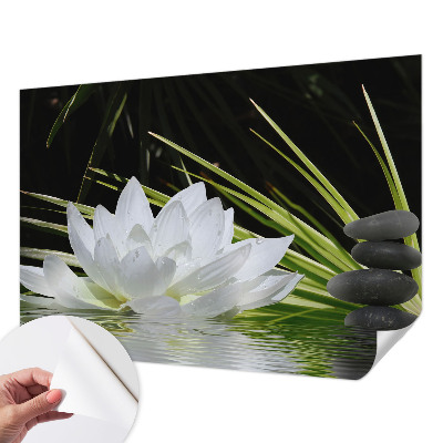 Fototapeta samoprzylepna do sypialni z motywem lilii w kompozycji nawiązującej do medytacji