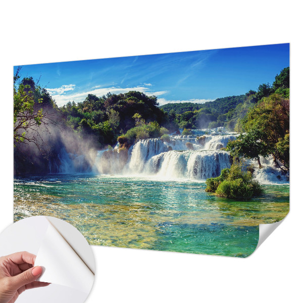 Fototapeta samoprzylepna do sypialni z motywem wodospadu i krajobrazu