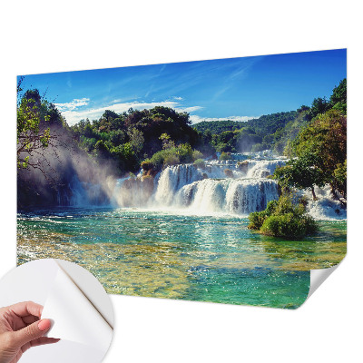 Fototapeta samoprzylepna do sypialni z motywem wodospadu i krajobrazu