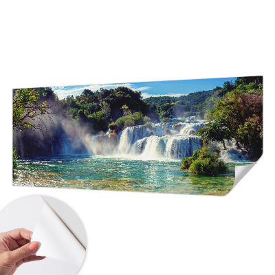Fototapeta samoprzylepna do sypialni z motywem wodospadu i krajobrazu