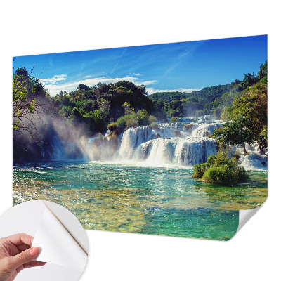 Fototapeta samoprzylepna do sypialni z motywem wodospadu i krajobrazu