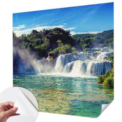 Fototapeta samoprzylepna do sypialni z motywem wodospadu i krajobrazu