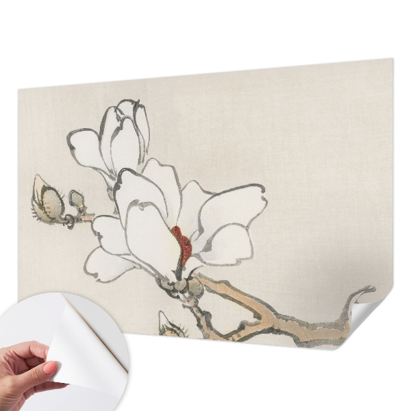 Dekoracyjna fototapeta na ścianę z delikatnym motywem magnolii