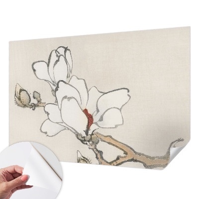 Dekoracyjna fototapeta na ścianę z delikatnym motywem magnolii