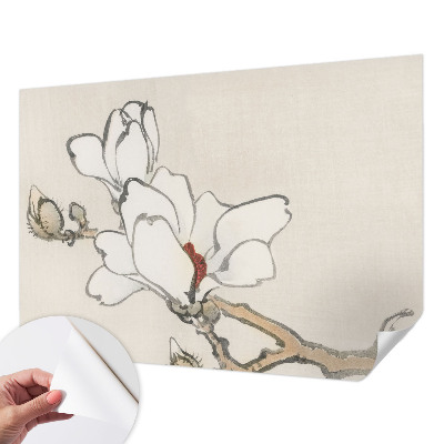 Dekoracyjna fototapeta na ścianę z delikatnym motywem magnolii