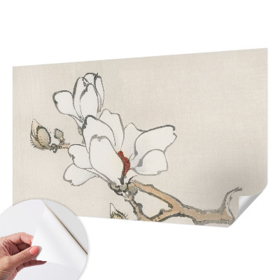Dekoracyjna fototapeta na ścianę z delikatnym motywem magnolii