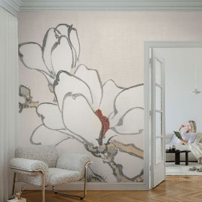 Dekoracyjna fototapeta na ścianę z delikatnym motywem magnolii
