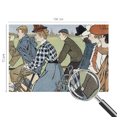 Nowoczesna fototapeta do salonu z motywem rowerzystów w stylu vintage