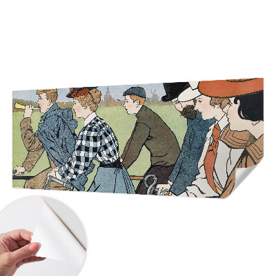 Nowoczesna fototapeta do salonu z motywem rowerzystów w stylu vintage