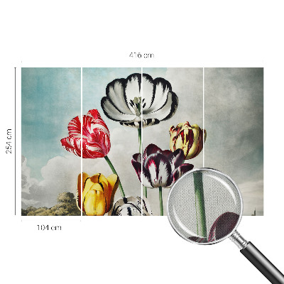Tapeta fotograficzna samoprzylepna z kolorowymi tulipanami