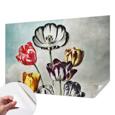 Tapeta fotograficzna samoprzylepna z kolorowymi tulipanami