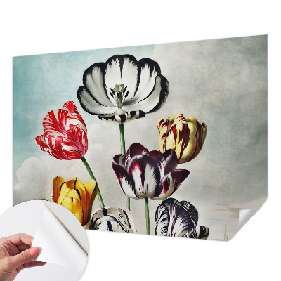 Tapeta fotograficzna samoprzylepna z kolorowymi tulipanami
