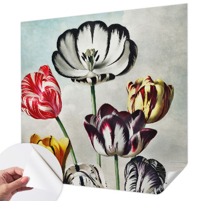 Tapeta fotograficzna samoprzylepna z kolorowymi tulipanami