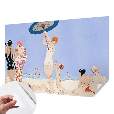 Nowoczesna fototapeta do salonu z motywem plaży w stylu retro