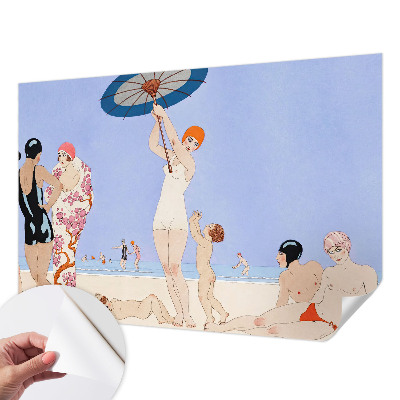 Nowoczesna fototapeta do salonu z motywem plaży w stylu retro