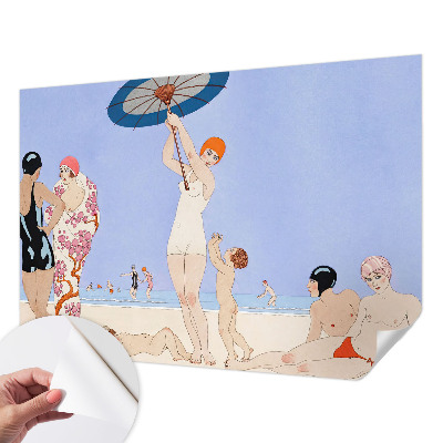 Nowoczesna fototapeta do salonu z motywem plaży w stylu retro