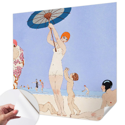Nowoczesna fototapeta do salonu z motywem plaży w stylu retro