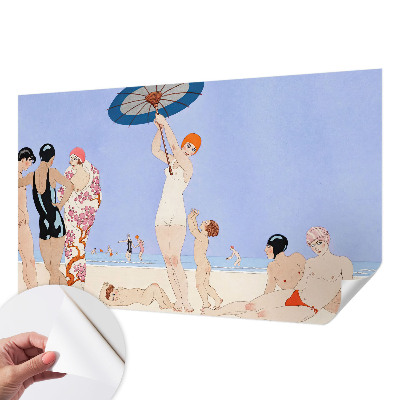 Nowoczesna fototapeta do salonu z motywem plaży w stylu retro