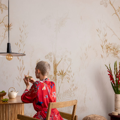 Nowoczesna fototapeta do salonu z botanicznym motywem nadającym elegancki charakter wnętrzu