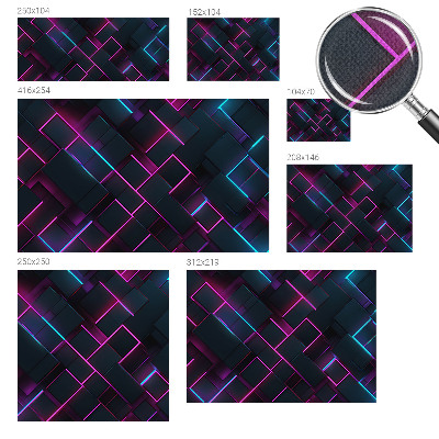 Nowoczesna fototapeta do salonu z neonowym geometrycznym wzorem