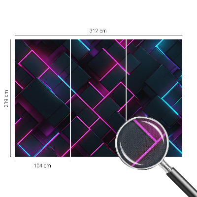 Nowoczesna fototapeta do salonu z neonowym geometrycznym wzorem