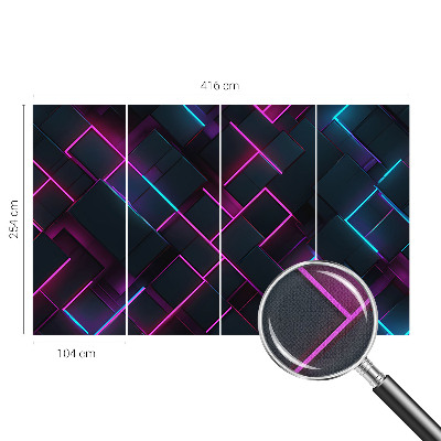 Nowoczesna fototapeta do salonu z neonowym geometrycznym wzorem