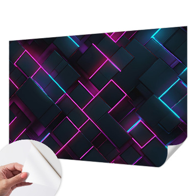 Nowoczesna fototapeta do salonu z neonowym geometrycznym wzorem