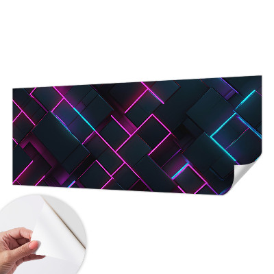 Nowoczesna fototapeta do salonu z neonowym geometrycznym wzorem