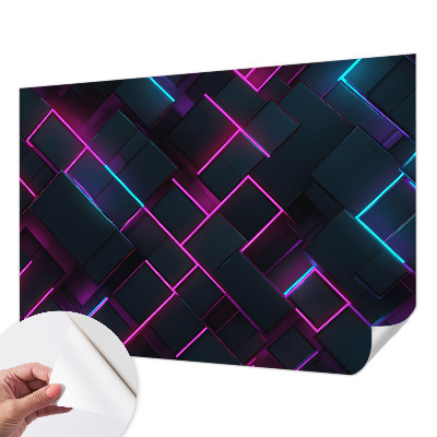 Nowoczesna fototapeta do salonu z neonowym geometrycznym wzorem