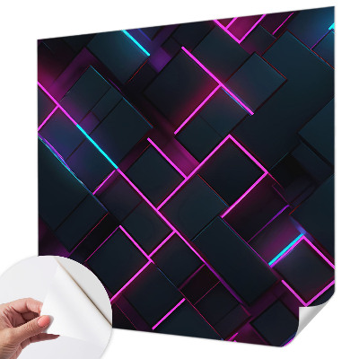 Nowoczesna fototapeta do salonu z neonowym geometrycznym wzorem