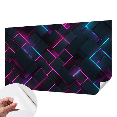 Nowoczesna fototapeta do salonu z neonowym geometrycznym wzorem