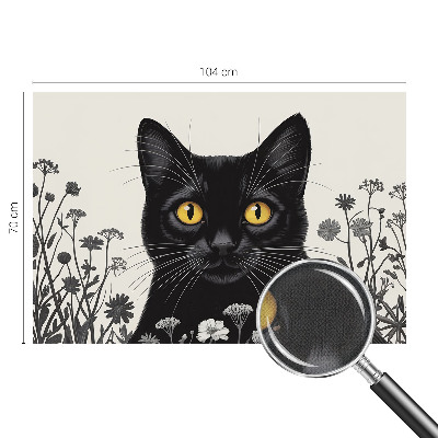Tapeta fotograficzna samoprzylepna z motywem kwiatów i ilustracją kota