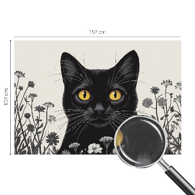 Tapeta fotograficzna samoprzylepna z motywem kwiatów i ilustracją kota