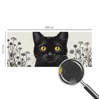 Tapeta fotograficzna samoprzylepna z motywem kwiatów i ilustracją kota