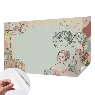 Nowoczesna fototapeta do salonu z klasycznym kolażem