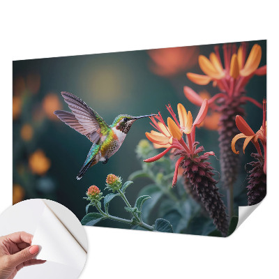 Fototapeta na ścianę z motywem kolibra i kwiatów