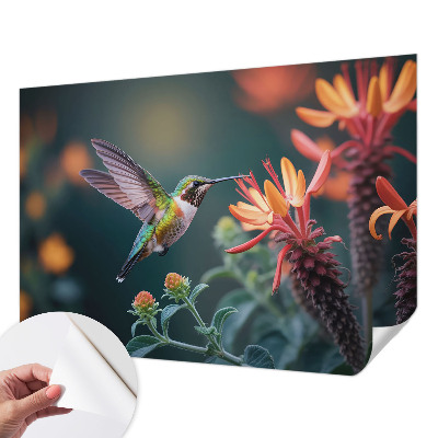 Fototapeta na ścianę z motywem kolibra i kwiatów