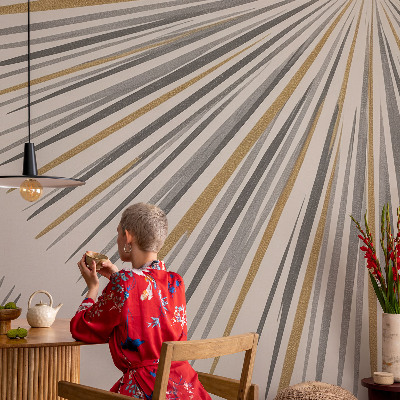 Nowoczesna fototapeta do salonu z motywem geometrycznych wachlarzy