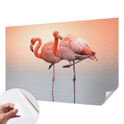 Fototapeta samoprzylepna z nadrukiem z delikatnym motywem flamingów