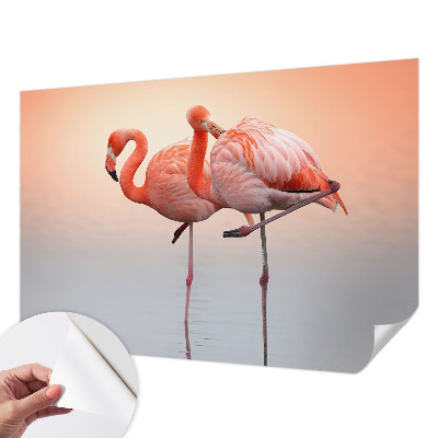 Fototapeta samoprzylepna z nadrukiem z delikatnym motywem flamingów