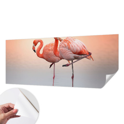 Fototapeta samoprzylepna z nadrukiem z delikatnym motywem flamingów
