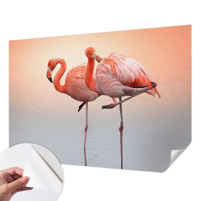 Fototapeta samoprzylepna z nadrukiem z delikatnym motywem flamingów