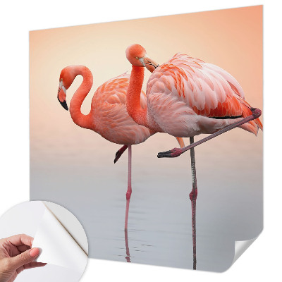 Fototapeta samoprzylepna z nadrukiem z delikatnym motywem flamingów