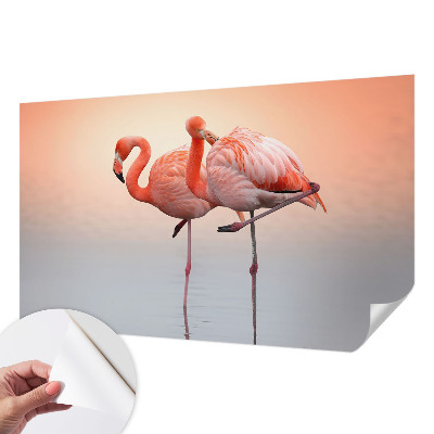 Fototapeta samoprzylepna z nadrukiem z delikatnym motywem flamingów